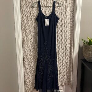 R&M Richards Midnight Blue Maxi Dress with Sparkle Detail